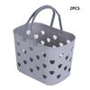 2pcs Portable Storage Basket Shower Tote Heart Shaped Hollow with Handle Organizer Bin Bathroom Pantry Kitchen Storage Box