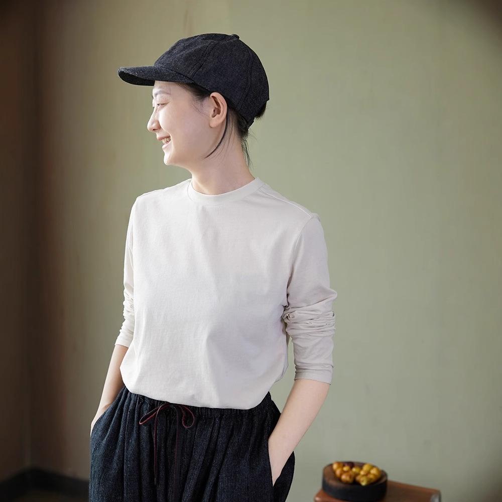 

2022 Autumn Pure Cotton Soft Round Neck Casual Knitwear - Versatile Long Sleeve Medium