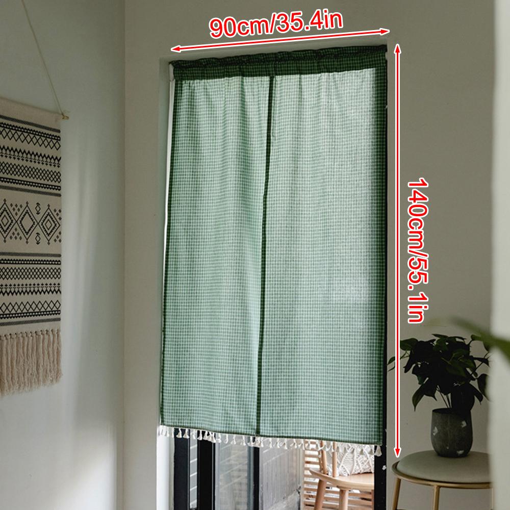 90*180CM Cotton Linen Blackout Door Curtain Ins Non-Perforated Fabric Partition Hanging Shading Curtain for Household Partitions