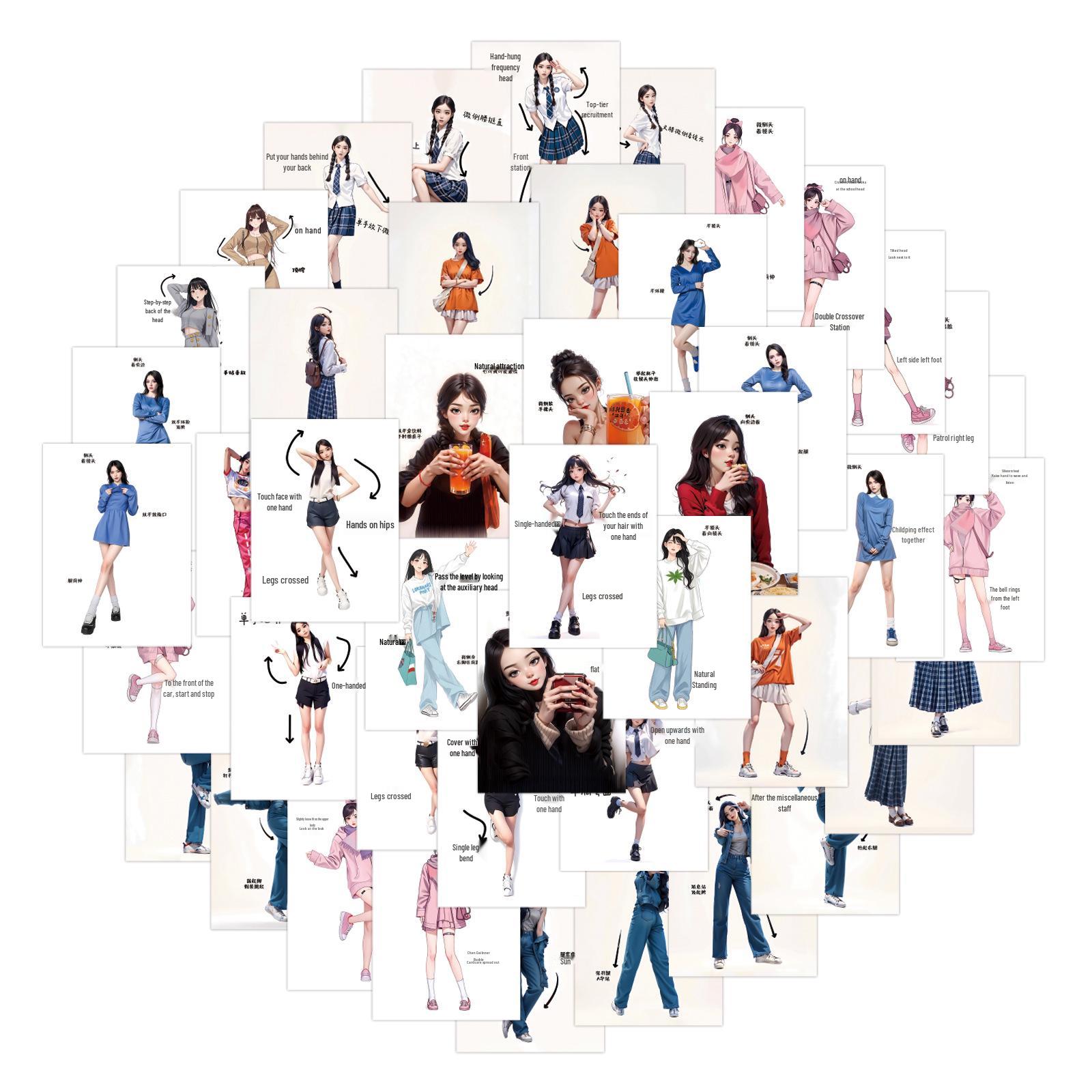 

100 Cartoon Photo Pose Tips Stickers for Journals, DIY Stationery, Phones & Laptops