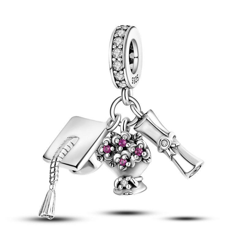 Charms Bead Copper Pink Butterfly Luminous Firefly Dangle Fit Bracelet Necklace Diy Jewelry