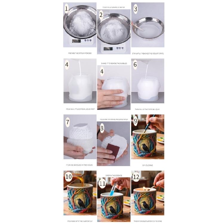 Crow Silicone Mold Resin Crafts Moulds Planter Flexible Reusable Mold for Creating Unique Decorative Items and Gifts