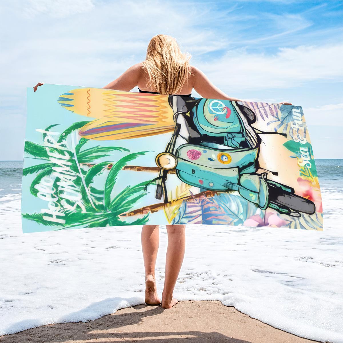 Пляжное полотенце из микрофибры с тонкой махровой тканью — фото 3