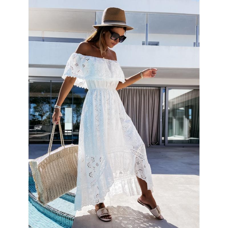 Women S Bohemian Lace Maxi Dress White Beach Dress
