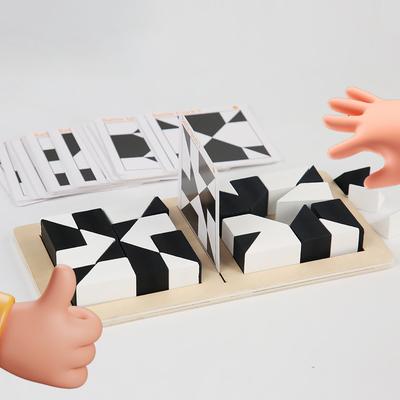 Beyaz&Siyah Yapı Blokları 2 Oyunculu Savaş Oyunu Bulmaca Tangram Ahşap Çocuk Erken Eğitim Oyuncakları Çocuk Hediyesi Zeka Oyunu