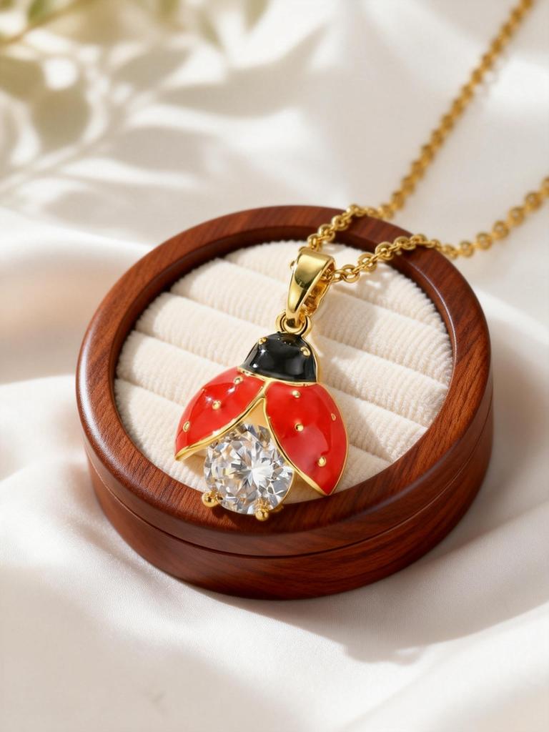 Cute Ladybug Pendant for Women Girls Red Beetle Zircon Necklaces Delicate Cubic Zirconia Sweet Animal Accessories Gifts