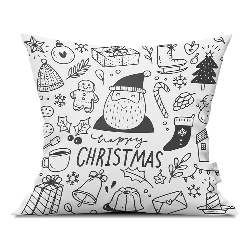 Merry Christmas Pillowcase Cartoon Printing Office Sofa Lumbar Pillow Cover for Home