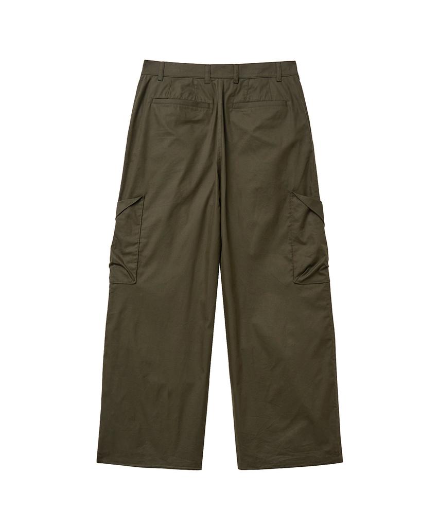 Misekiseoulmaen Folded Pocket Cargo Parachute Pants Khaki