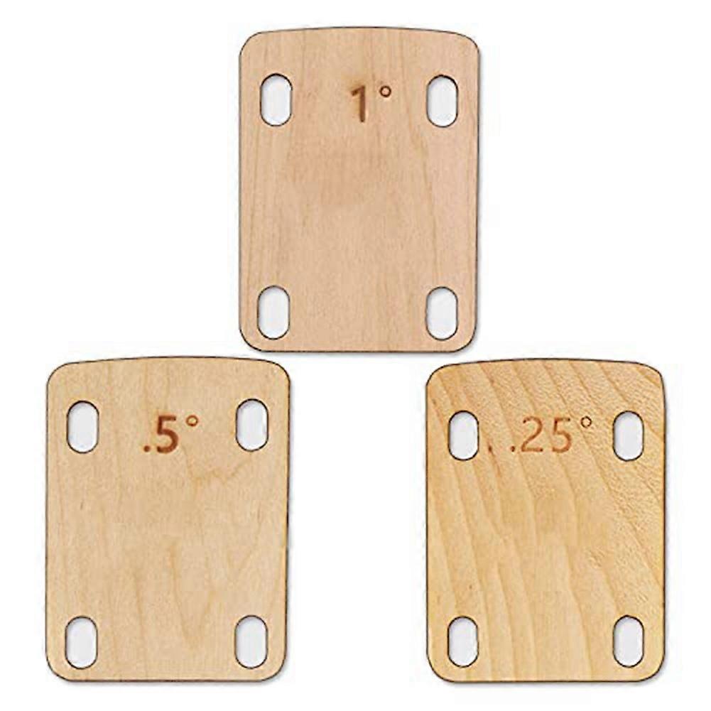 3 Pezzi Cunei per Manico di Chitarra, Protezione Cuneo per Manico di Chitarra in Legno d'Acero Massiccio 0,25, 0,5 e 1 Grado Chitarra