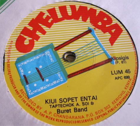 7-Zoll Schallplatte TAPTECHOK A. SOI BÜRETTE BAND Kiui Sopet Entai Kipiritit Kokimo LUM45 CHELUMBA 1981 Kenia Weltmusik Gebraucht