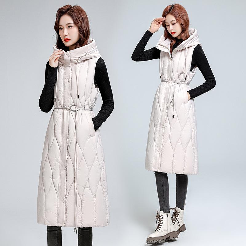Autumn and winter fashion down cotton vest women's outer wear trend long knee waist vest loose coat