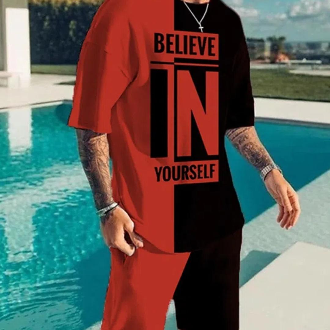 

Летняя повседневная мужская футболка для спорта на открытом воздухе, пляжные брюки, уличные модные шорты с коротким рукавом и шнурком, мужской костюм 6XL