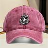 Shark Anchor Graphic Washed Baseball Cap Unisex Vintage Outdoor Streetwear Adjustable Hat