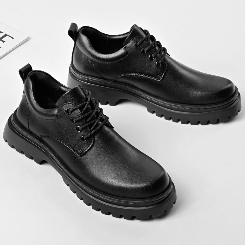 Fashion Thick Bottom Formal Dress Shoes for Men Casual Leather Male Casual Shoes Lace Up Business Footwear Oxford Shoes Sneakers