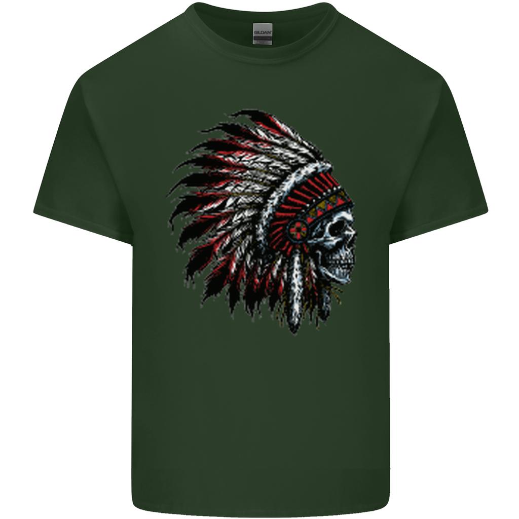 Indian Skull Headdress Biker Motorcycle Unisexs Light Cotton TShirt