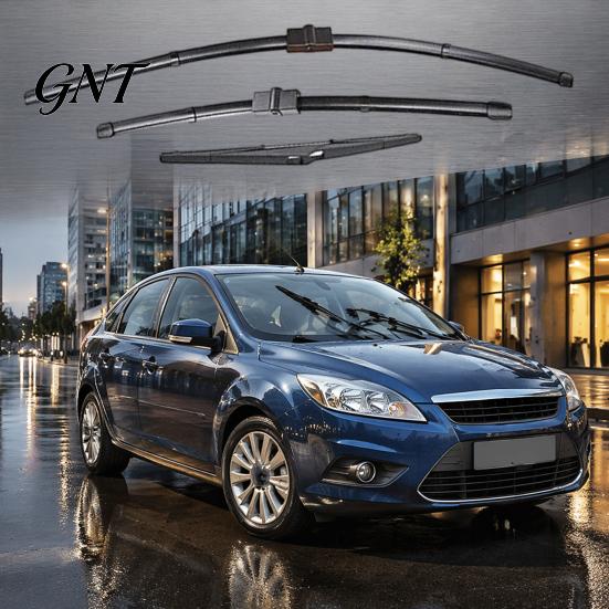Weather Resistant Wiper Blades 3Pcs/Set Car Kit for Ford Focus 2005-2011, 26/17/14-inch Front Durable Windshield Wipers Rear Kit, Auto Replacement