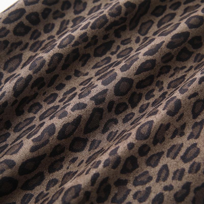 2024 Women's Gray Leopard Woolen Midi Skirt - Autumn/Winter Style, Straight Bodycon with Slit