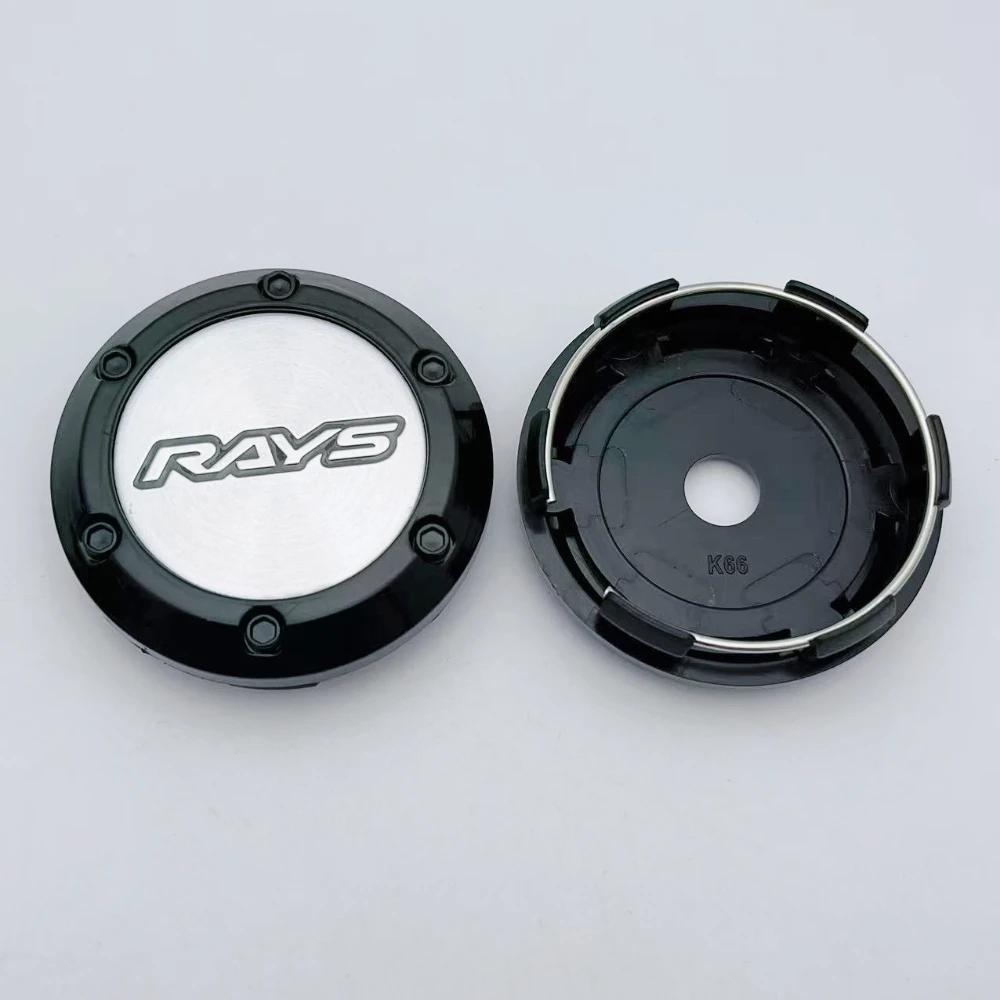 4pcs 66mm 62mm Car Wheel Center Caps With RAYS Logo Emblem Badge Wheel Hub Center Dust Cover Rim Hubcaps Car Styling Accessories