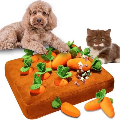 Karotten-Schnüffelmatte für Hunde und Katzen, Puzzle-Spielzeug mit 12 Karotten für kleine, mittelgroße und große Tiere, interaktives Kauspielzeug für Hunde und zum Stressabbau