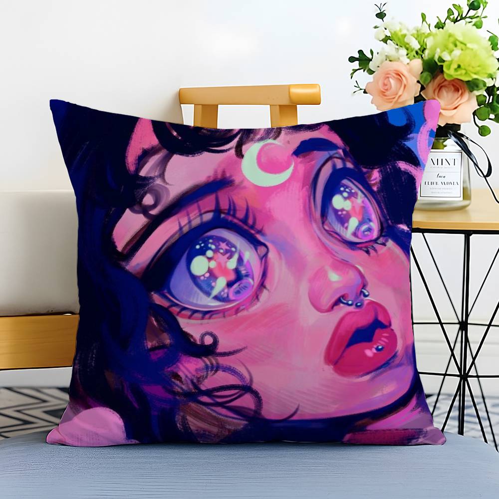 Abstract Painted Beautiful Girl Pillow Case Printed Brushed Fleece Pillow Baby Skin-Touch Eco-Friendly Dye-Sublimat