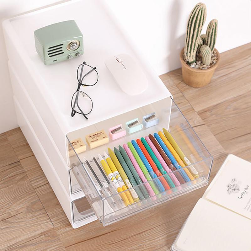 Transparent Desktop Storage Box Drawer Type Office File Storage Box Bedroom Study Stack Combination Portable Storage Cabinet