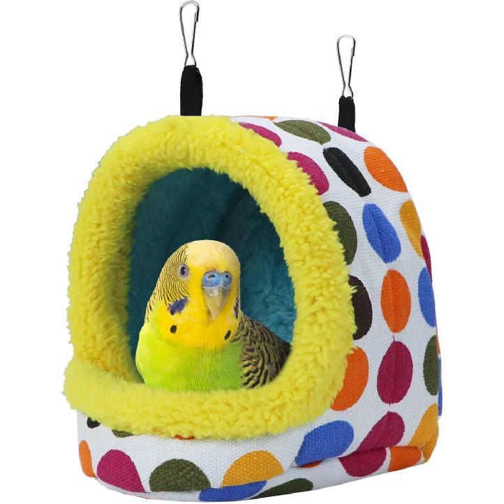 Bird Hanging Hammock Winter Warm Parrot Nest House Bed Plush Snuggle Pet Cave Hammock Toy for Conure Lovebird Budgie Parakeet Cockatiel Cage