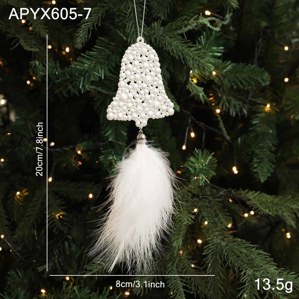 Christmas Tree Pendants White Feather Snowflake Angel Bell Hanging Ornament New Year Party Window Wall Christmas Decoration