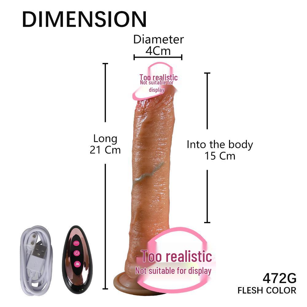 Realistic Female Vibrating Telescopic Silicone Dildo - Automatic Thrusting Adult Sex Toy