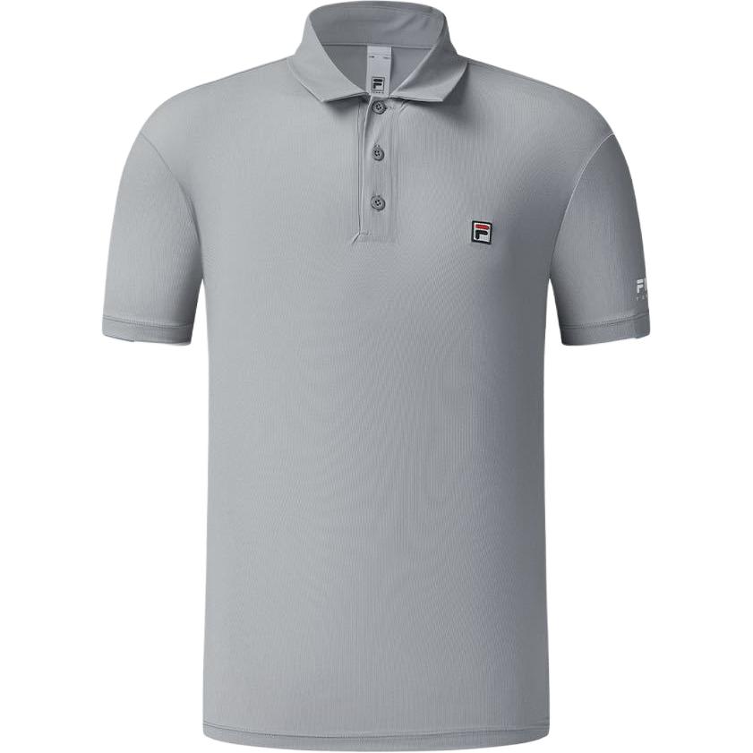 Fila Tennis Knitted High Elastic Pullover Short Sleeve Polo Shirt Men tops A11M623153F-GY L