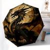 Stained Dragon Wall Art: Vibrant Circular Design for Home DecorUmbrella, Portable 3-Fold Compact Umbrella for Men & Women Gift