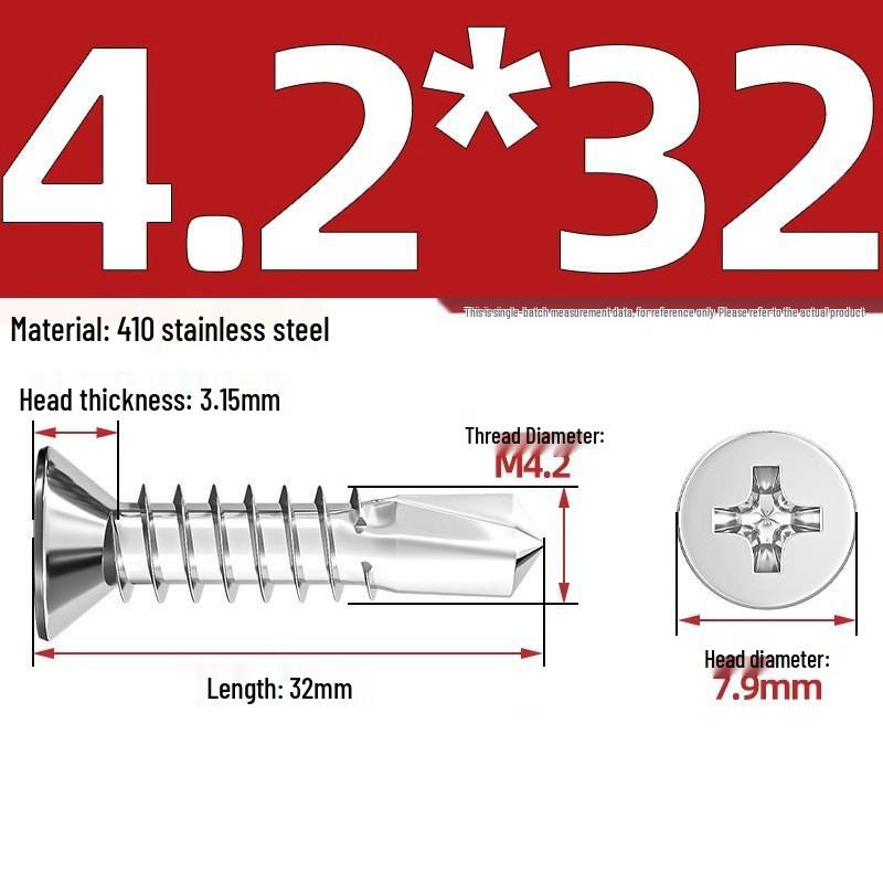 410 Stainless Steel Self-Drilling Flat Head Cross Countersunk Swallowtail Screws