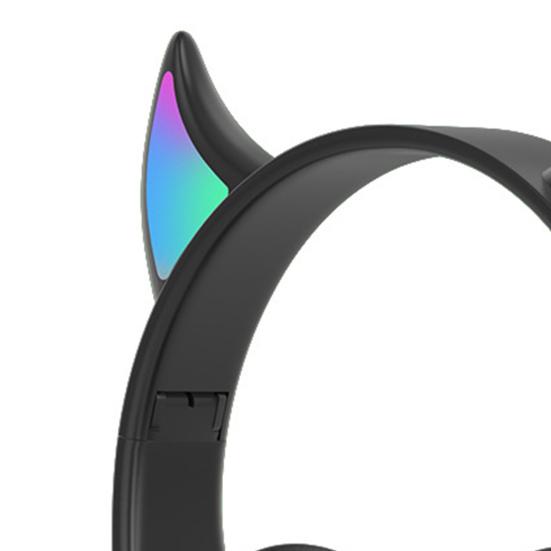Bluetooth-compatible Headphone LED Devil Ear HiFi Glowing Cute Stereo Bass Wireless Headset