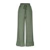 Women's Solid Color Ruffled Versatile Wide Leg Pants, Loose Casual Pants