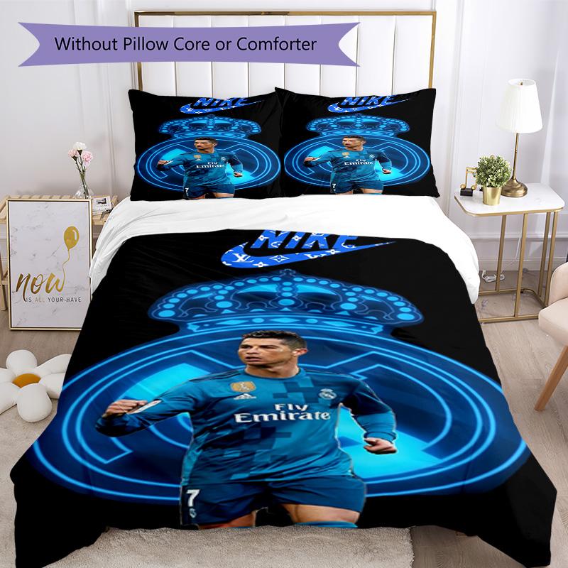 Ronaldo's Cristiano Ronaldo's Journey Bedding Set, Breathable Duvet Cover with Pillowcases, Soft Bed Linen for Bedroom Home Decoration, Perfect Festiv