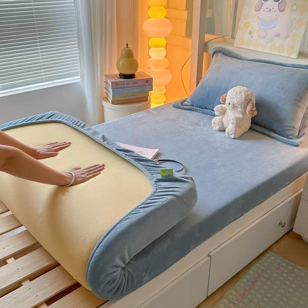 Winter Plüsch Warmer Matratzenbezug Bett Spannbettlaken Gepolsterter Matratzenbezug Samtweich Bettlaken Pad Schutz Mehrere Größen