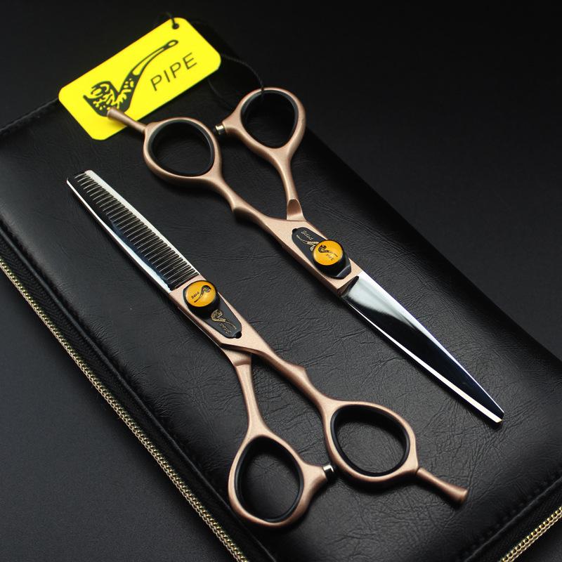 Japan Gold Baked Paint Hairdressing & Barber Scissors Set: Straight Shears, Bang Scissors, Thinning Shears