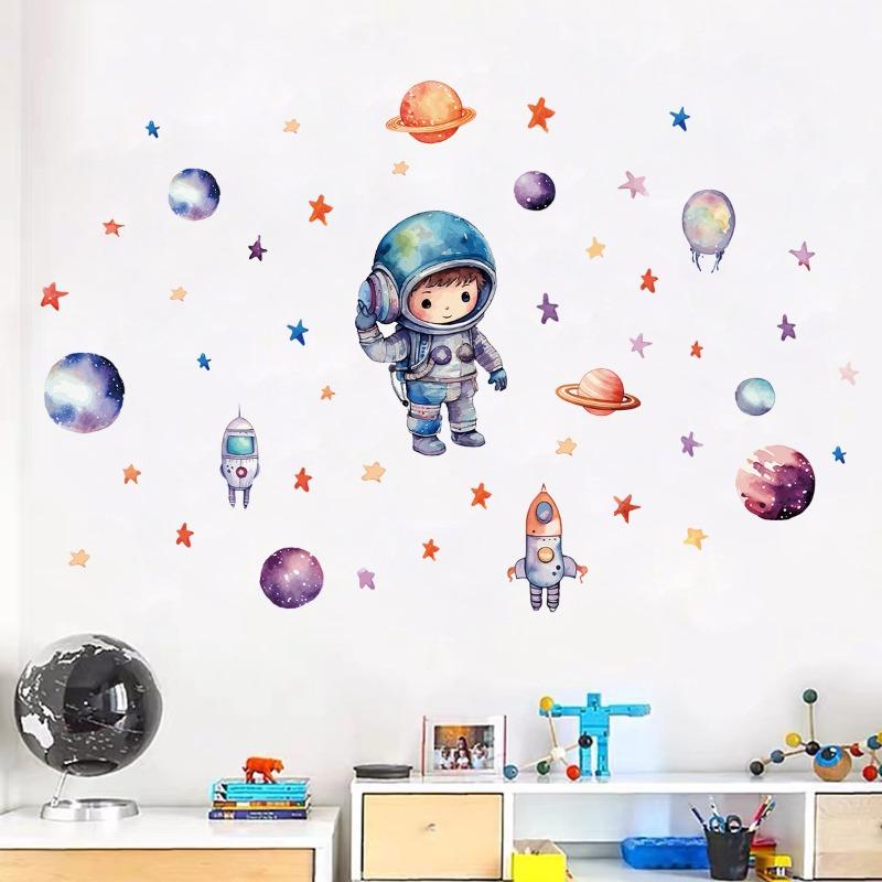 Luminous Cartoon Space Planet Cute Astronaut Self-adhesive Wall Sticker Living Room Children's Room Decoration Sticker