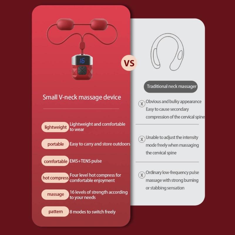 Neck Massagers with Heat,Electric Pulse Neck Massagers for Pains Relief,Mini Hanging Massage Device for Women Men Gift