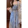 2026 Summer Floral Spaghetti Strap Hollow Out Long Dress, Women's Seaside Vacation Style