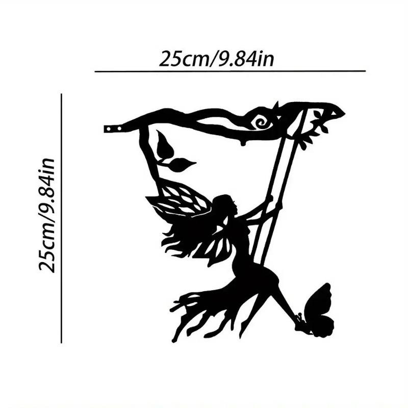 1 Stück Eisen Silhouette Niedliche Hexe und Katze Gartenstecker Hofkunst Dekor für Garten Rasen Hof, Baumstumpfstecker