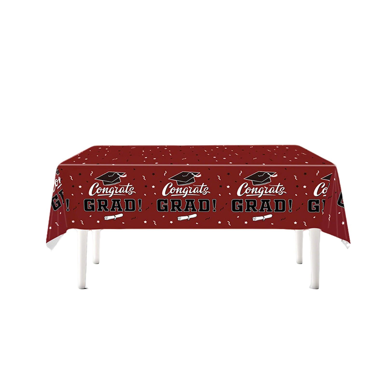 

Graduation Table Cover 274x137cm Plastic Tablecloth with Congrats Grad Print for Graduation Party Decorations Supplies One Size