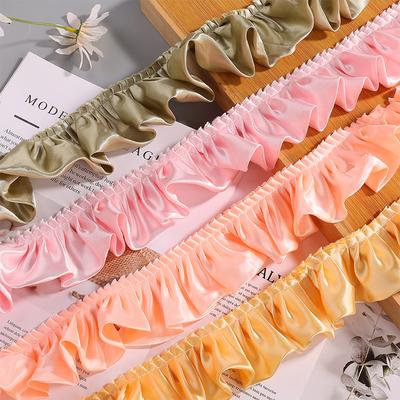 12 Farben gefaltetes Rüschen-Reflexstoff-Spitzen-DIY-Puppenkleid Rock Heimtextilien Sofabezug Haustierschrank Rahmen Nähzubehör