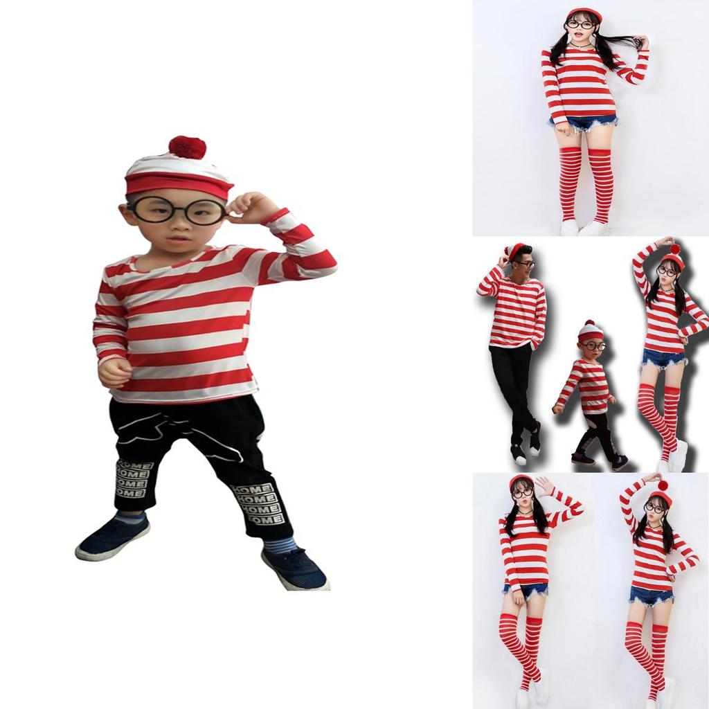 Ladies Adult Us Wheres Wally Wenda Costume Cartoon Waldo Cosplay Dress Fancy