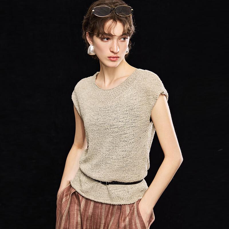 Wudao French Style Hollow-Out Knit Vest with Belt M