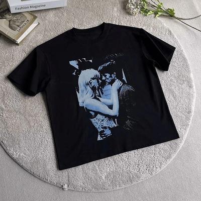 BeatStreet New Trendy Stand Up Blues Kiss Print Men's and Women's Short Sleeve Crew Neck Comfortable Loose T-Shirt