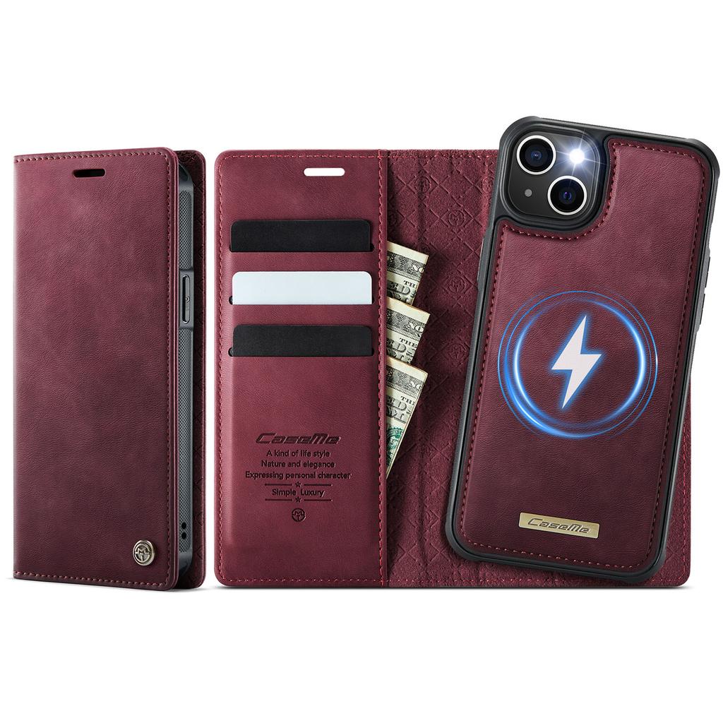 For iPhone 14 Case CASEME C49 Compatible with MagSafe RFID Blocking Detachable Wallet Leather Phone Cover
