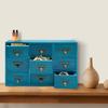 9-Drawer Wooden Apothecary Cabinet, Rustic Durable Blue Herb Storage Box, Desk Drawer Organizer for Cables,Spices,Office & Home