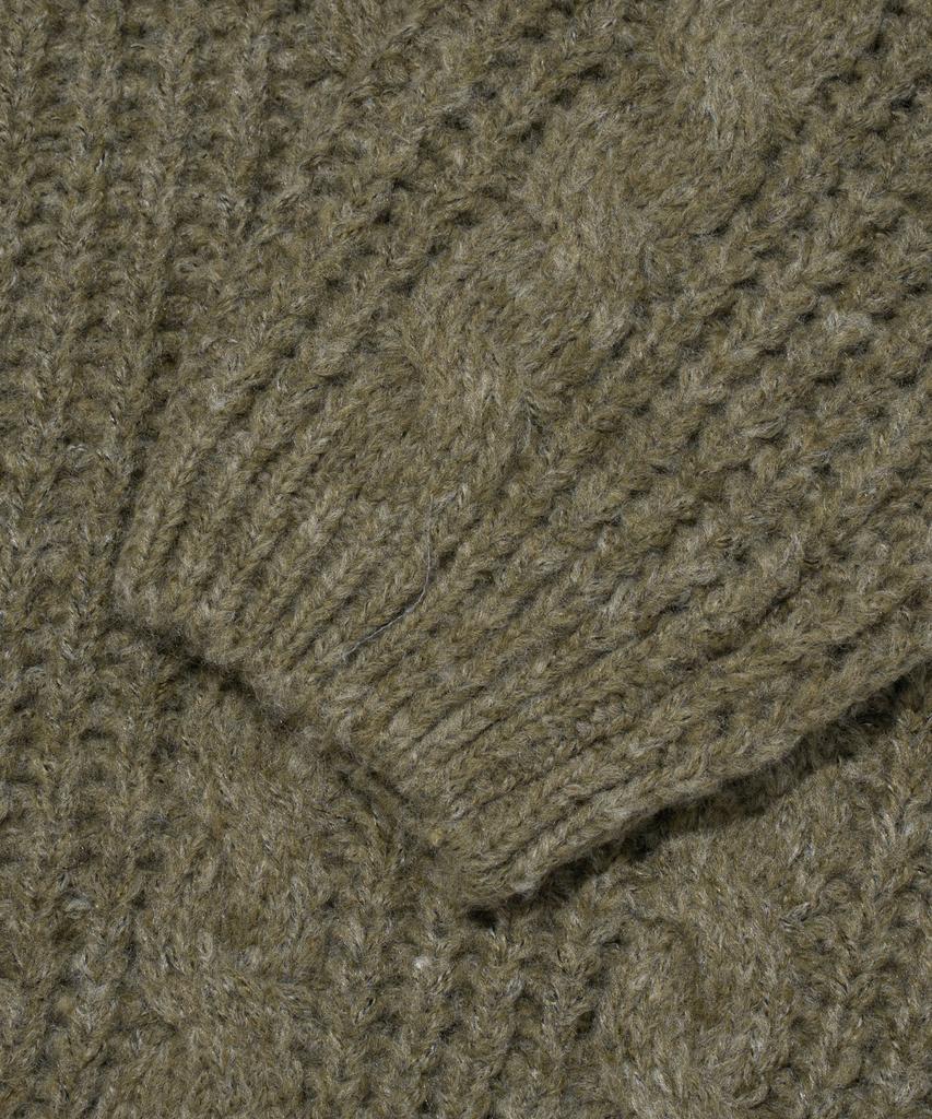 OTHERFITS Cable High-Neck Knit Zip-Up (Khaki)