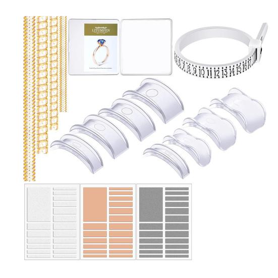 

17 Pcs Ring Size Adjusters Loose Rings Invisible Ring Size Reducer Spacer Ring Resizer Plug-in Silicone Spirals Tightener Set with Polish Cloth золотистый