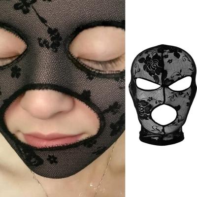 Kadınlar İçin Zarif Dantel Peçe Başlık Nefes Alabilen Yumuşak Kumaş Seks Oyunu Çift Flört Başlık